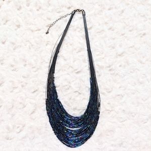 sparkly blue green purple beaded necklace